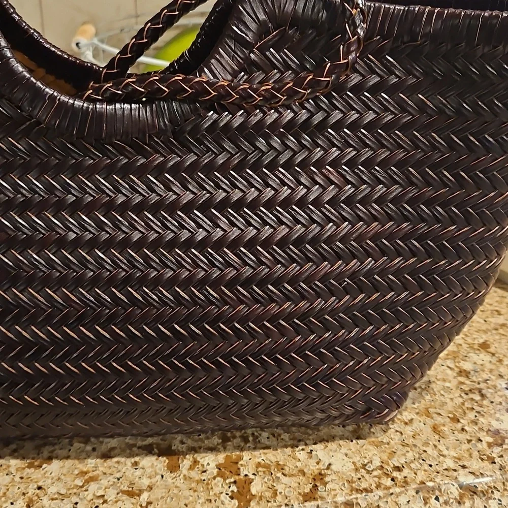 Nwt Split Leather Woven Bag - Picture 7 of 9